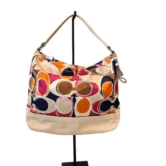 🎉SALE🎉 Coach Multicolor Scarf Print‎ Signature Shoulder Tote Crossbody Bag - Picture 14 of 16